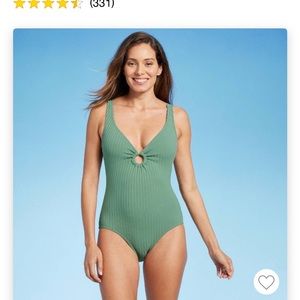 Kona Sol Ribbed One piece bathing suit swimsuit Small NEW!